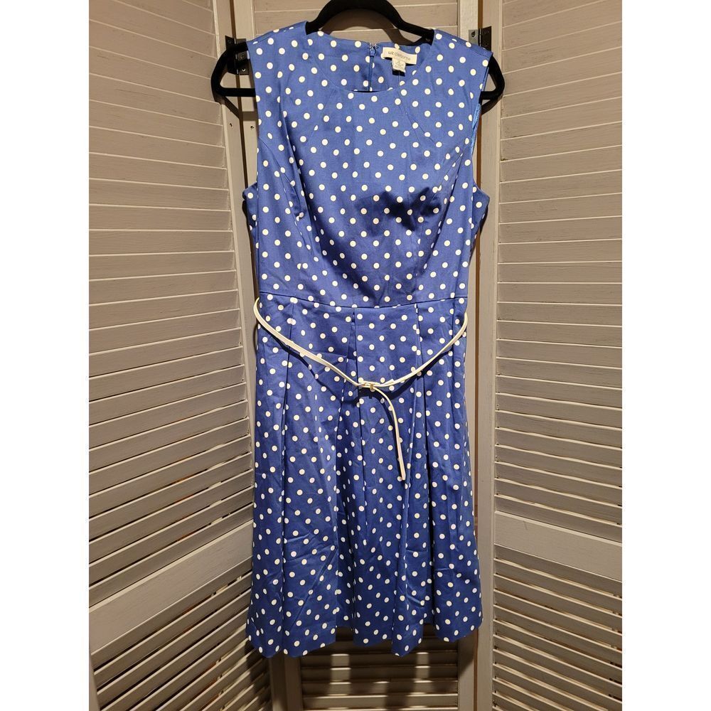 Liz Claiborne Dazzling Blue Dress with White Polka Dots- Size 14- NWT